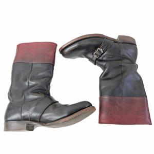 foot the coacher エンジニアブーツ ロング レザー ブラック レッド 26.5cm