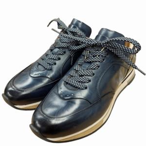 dunhill レザースニーカー シューズ 靴 ネイビー 40 25cm 0424 IBO37