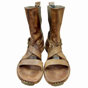 MIHARA YASUHIRO ベルクロ エイジング加工 サンダル シューズ ブラウン 25.5cm 0424 IBO37