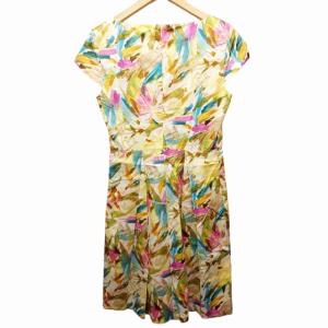 ANAYI 総柄 ワンピース ドレス フレンチスリーブ ひざ丈 マルチカラー 36 0424 eco