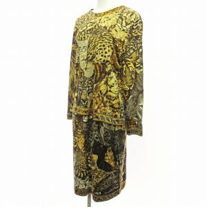 LEONARD fashion セットアップ カットソー 長袖 台形スカート レオパード柄 ウール シルク混