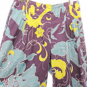 KENZO 美品 ワイド タック パンツ 裾絞り リボン 花柄 紫 40 0511