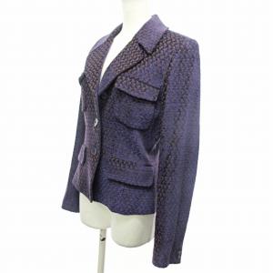 KENZO テーラードジャケット ブレザー ジャガード 総柄 紫 40 0511