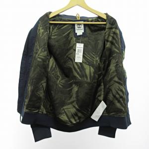 Timberland TB0A29YJ ブルゾン ミリタリー ジャケット ジップアップ ロゴ パッチ コットン 迷彩裏地 ネイビー 紺 M 0608