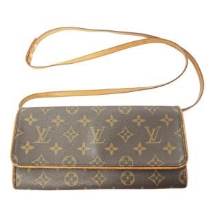 M51852 ポシェットツインGM モノグラム ショルダーバッグ クラッチバッグ 2way 茶