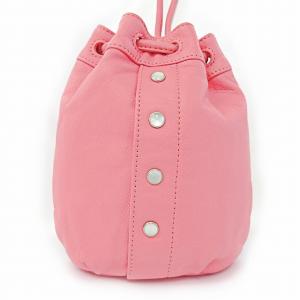 agnes b. 美品 巾着バッグ ポーチ ハンドバッグ ミニバッグ レザー ピンク 0801 GY05
