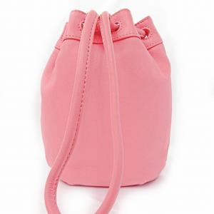 agnes b. 美品 巾着バッグ ポーチ ハンドバッグ ミニバッグ レザー ピンク 0801 GY05