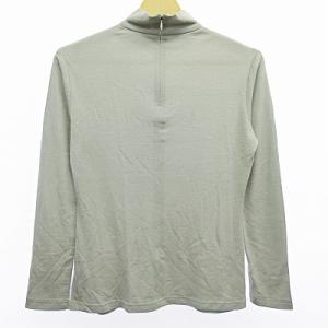 LANVIN la collection 美品 カットソー 長袖 ハイネック ウール シルク混 ロゴ刺繍 ビジュー グレー 36 0816