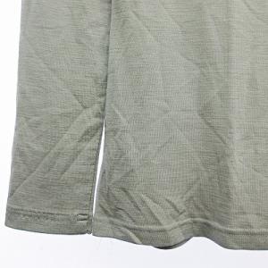 LANVIN la collection 美品 カットソー 長袖 ハイネック ウール シルク混 ロゴ刺繍 ビジュー グレー 36 0816