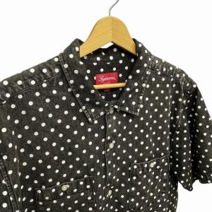 Supreme 18SS POLKA DOT DENIM SHIRT 半袖 ブラック XL 0806
