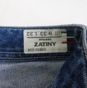 DIESEL ZATINY デニム 綿 ボタンフライ インディゴブルー W33-L32 約L-XLサイズ 0808