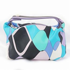 ポーチ ミニバッグ ハンドバッグ 総柄 ナイロンキャンバス パープル ブルー 0904 GY13