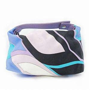 Emilio Pucci ポーチ ミニバッグ ハンドバッグ 総柄 ナイロンキャンバス パープル ブルー 0904 GY13