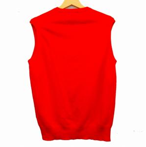 Aquascutum スコットランド製 カシミヤ ニット ベスト 赤 レッド 約XLサイズ 0906