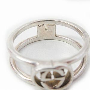 GUCCI インターロッキングG スリム オープン バンド GG リング 指輪 Ag925 シルバー 9号 0908 GY13
