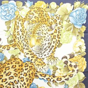 Salvatore Ferragamo 美品 大判 スカーフ シルク アニマル 豹柄 レオパード マルチカラー 0904 GY05