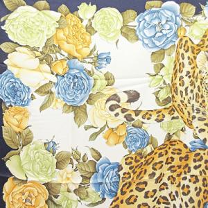 Salvatore Ferragamo 美品 大判 スカーフ シルク アニマル 豹柄 レオパード マルチカラー 0904 GY05