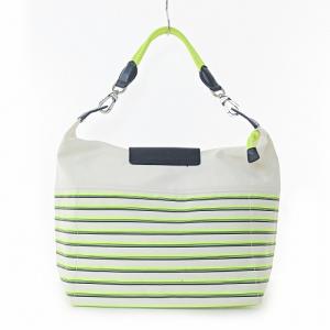 Longchamp ショルダーバッグ ワンショルダー キャンバス ボーダー ホワイト イエロー 1023