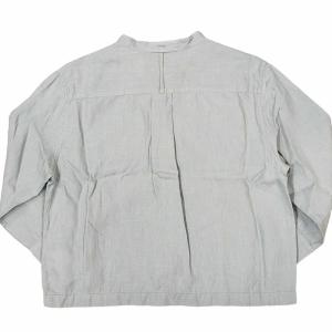 MARGARET HOWELL 20年製 美品 SHIRTING LINEN MHL リネン ノーカラーシャツ 578-1153012 バンドカラー ボックスシルエット