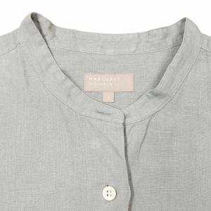 MARGARET HOWELL 20年製 美品 SHIRTING LINEN MHL リネン ノーカラーシャツ 578-1153012 バンドカラー ボックスシルエット