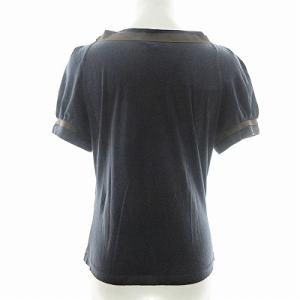 M'S GRACY 美品 JC-125332 カットソー 半袖 グログランテープ リボン ネイビー 紺 40 1114