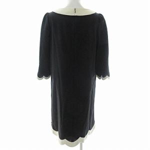 M'S GRACY KN-821582 ワンピース 7分袖 膝丈 ハートボタン バイカラー 黒 白 40 1110