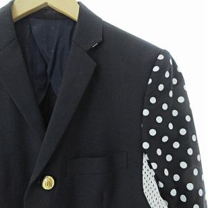 PHENOMENON 美品 テーラードジャケット ブレザー 紺ブレ 金ボタン ドット柄 切替 メッシュ ネイビー M 1114