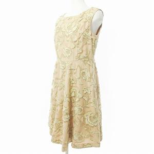 Diagram GRACE CONTINENTAL 美品 16SS ワンピース ノースリーブ 膝丈 チュール 総レース ベージュ 38 1211