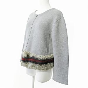 ADORE ニット ジャケット カーディガン ジップアップ ウール ラビットファー 切替 グレー 38 1212