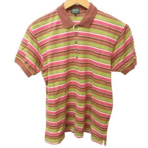 ヴィンテージ ポロシャツ デサントタグ 半袖 カットソー ボーダー マルチカラー Lサイズ 1216