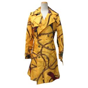 RALPH LAUREN トレンチコート チェーン 総柄 ロング ナイロン 黄色 4 約L 0109