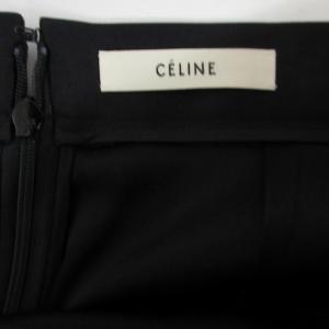 CELINE 美品 スカート シルク ひざ丈 薄手 38 約M ブラック 0109