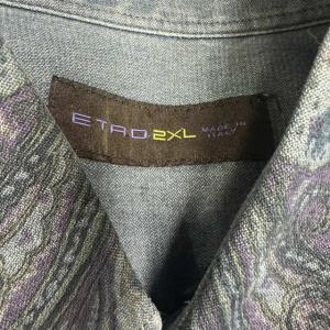 ETRO ペイズリー 長袖 シャツ ブラウス 2XL インディゴ 0113