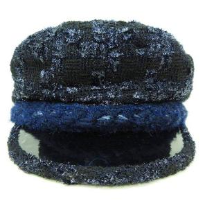 ツイード キャスケット ハット ココマーク ウール ネイビー M（2024