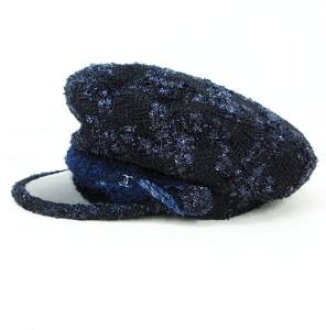 ツイード キャスケット ハット ココマーク ウール ネイビー M（2024