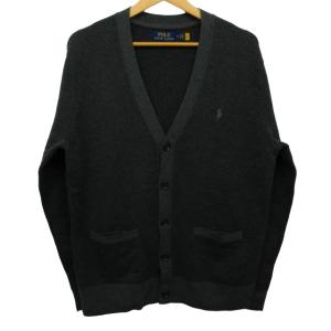 美品 ウールカーディガン ニット セーター ロゴ 刺繍 M グレー 0208