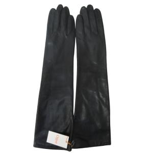 Chloe タグ付き レザーグローブ ロング手袋 黒 ブラック 20?p 0217
