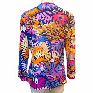 LEONARD フロントボタン 長袖 カットソー 総柄 マルチカラー Mサイズ相当 IBO48