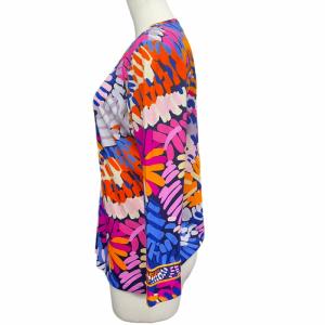 LEONARD フロントボタン 長袖 カットソー 総柄 マルチカラー Mサイズ相当 IBO48