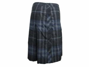 BURBERRY LONDON スモークドチェック フレアスカート ひざ丈 タックスカート 灰色 グレー 40 約Mサイズ相当  GY14