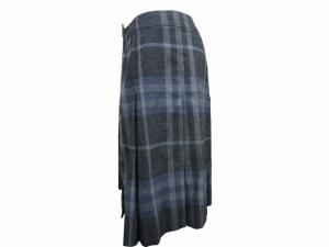 BURBERRY LONDON スモークドチェック フレアスカート ひざ丈 タックスカート 灰色 グレー 40 約Mサイズ相当  GY14