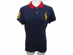 美品 タグ付き ポロシャツ 半袖 刺繍 紺 ネイビー Mサイズ GY14