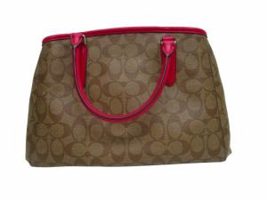 COACH シグネチャー ２WAY ハンドバッグ レザーキャンバス 総柄 F58310 ピンク×ベージュ GY14