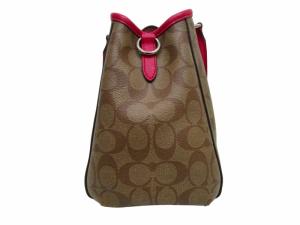 COACH シグネチャー ２WAY ハンドバッグ レザーキャンバス 総柄 F58310 ピンク×ベージュ GY14