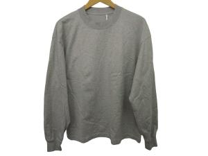 美品 近年モデル 無地 ロングTシャツ カットソー トレーナー クルーネック 長袖 グレー 38 約M相当 0505