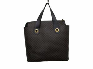 CELINE ハンドバッグ マカダム 総柄 レザー 金金具 A4収納可能 ブラウン