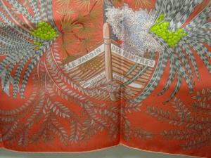 HERMES カレ90 Le Jardin des Peintres ダブルフェイス オレンジ