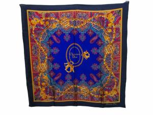 総柄 スカーフ ネイビー マルチカラー WY