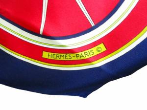 HERMES カレ90 ヴィンテージ スカーフ ストール WASHINGTON’S CARRIAGE 紺 ネイビー 赤 WY