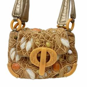 ハンドバッグ シェルバッグ 貝殻 総柄 装飾 ベージュ WY（2024/06/04